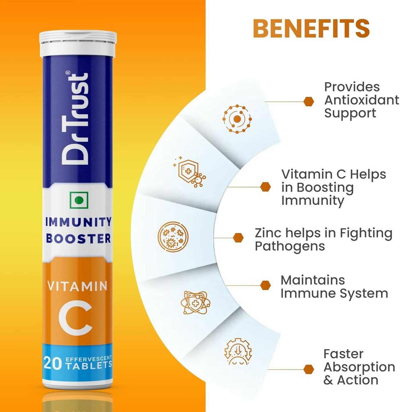 Dr Trust Vitamin C Effervescent Tablets - Orange Flavor