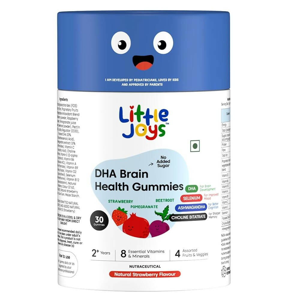 Little Joys DHA Brain Health Gummies for Kids (2-6 yrs)-No Added Sugar|Strawberry Flavor