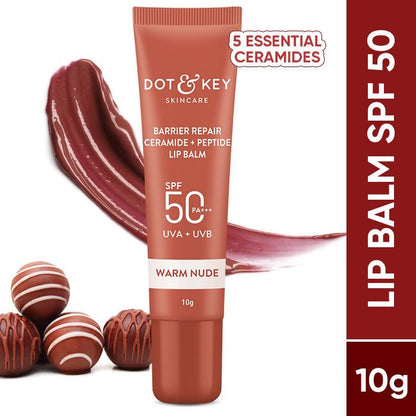 Dot & Key Barrier Repair Ceramide & Peptide SPF 50 PA+++, UVA+UVB Lip Balm - Warm Nude