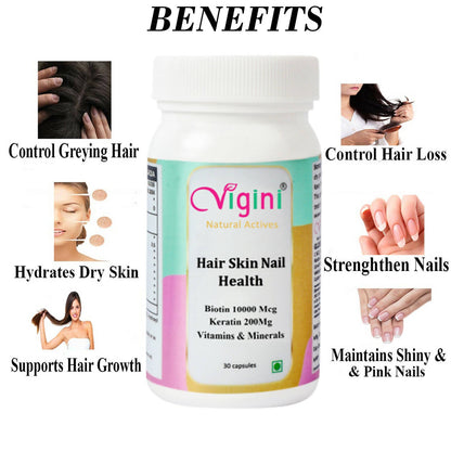 Vigini Natural Active Hair Skin Nail Health Capsules for Men Women