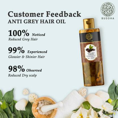 Buddha Natural Anti Grey Hair Oil For Anti Greying and Natural Hair Color