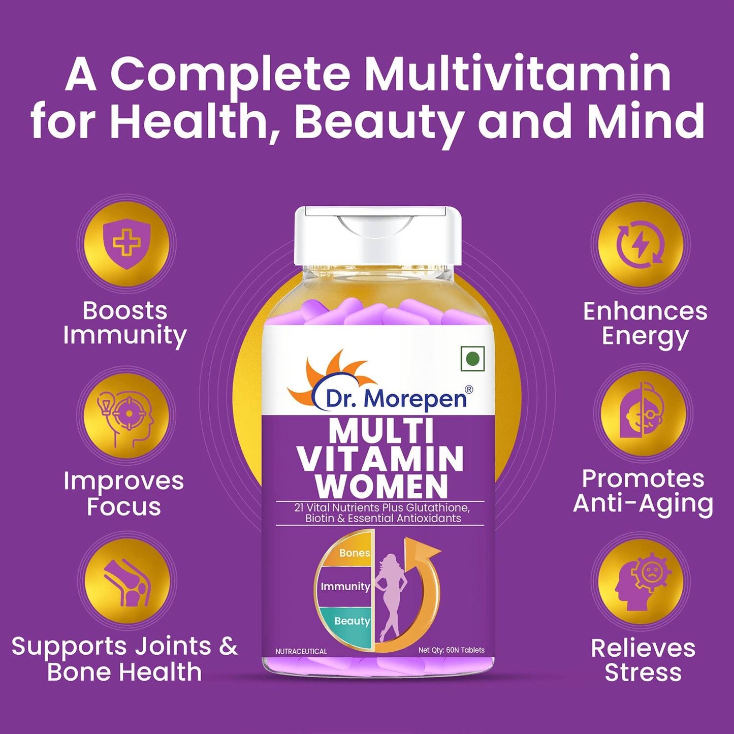 Dr. Morepen Biotin+ Advanced Tablets and Multivitamin Women Tablets Combo