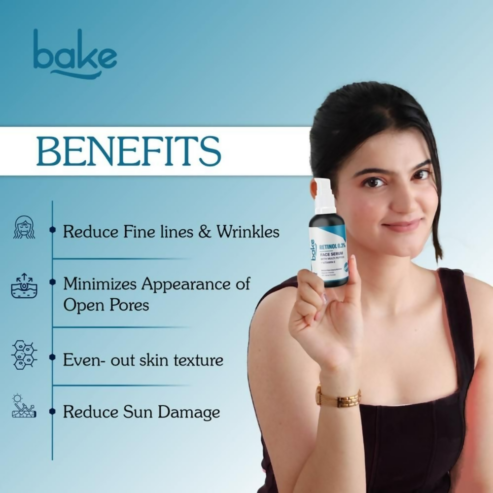 Bake 0.3% Retinol Beginner Friendly Face Serum With 2% Multi Peptide & Vitamin E