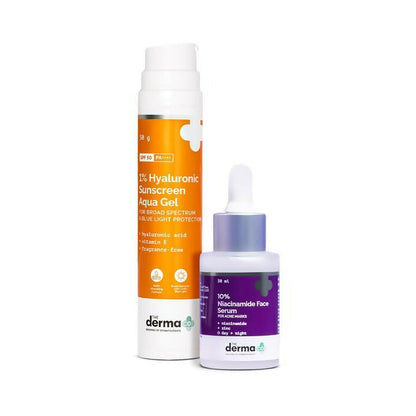 The Derma Co Filter-Free Skin (1% Hyaluronic Sunscreen Aqua Gel + 10% Niacinamide Acid Face Serum)