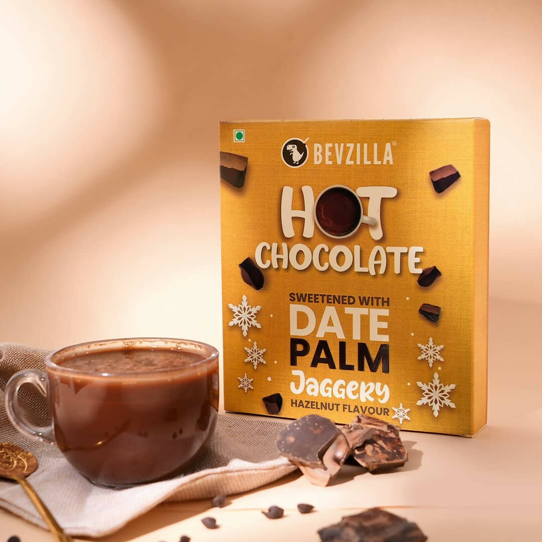 Bevzilla Hot Chocolate Powder (Hazelnut) Drink Powder With Organic Date Palm Jaggery