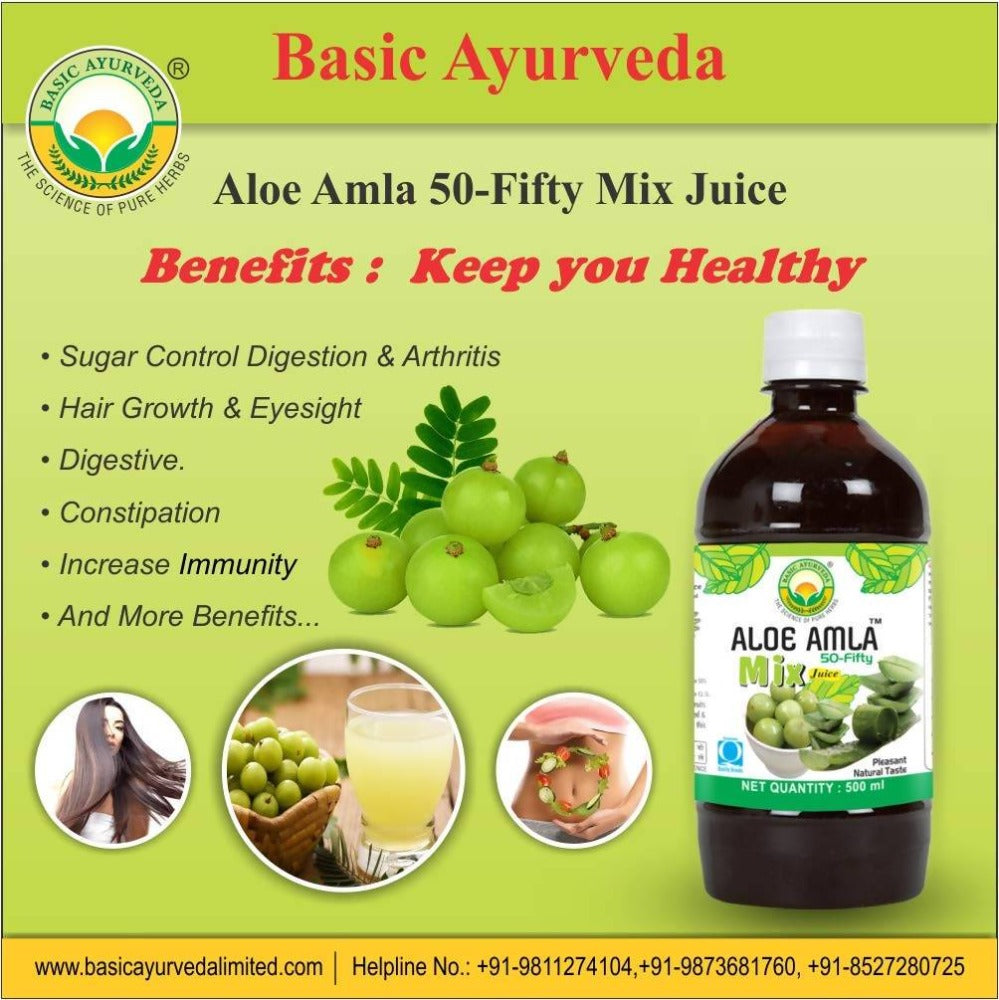 Basic Ayurveda Aloe Amla 50-Fifty Mix Juice