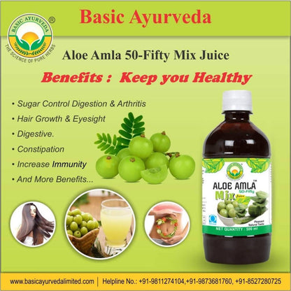 Basic Ayurveda Aloe Amla 50-Fifty Mix Juice