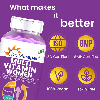 Dr. Morepen Biotin+ Advanced Tablets and Multivitamin Women Tablets Combo