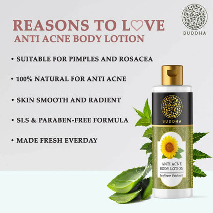 Buddha Natural Anti Acne Body Lotion - For Help Clear Acne & Future Breakouts