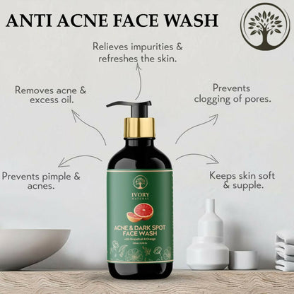 Ivory Natural Acne & Dark Spot Face Wash For Moisturize, Replenish, And Promote Skin Clarity