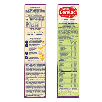 Nestle Cerelac Baby Cereal with Milk, 5 Grains & Fruits ? From 18 to 24 Months