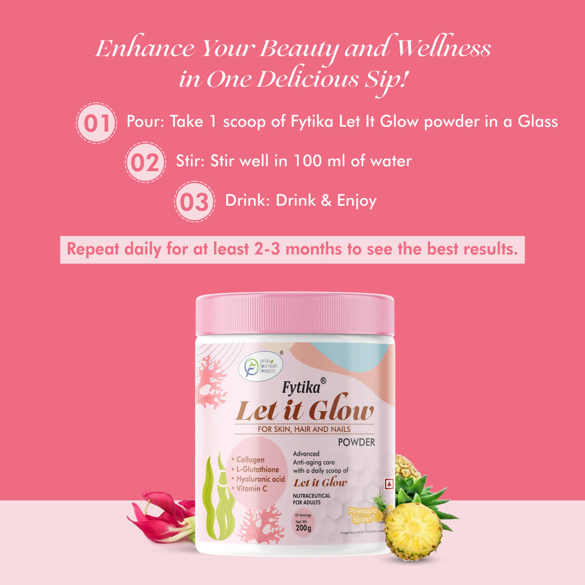 Fytika Let It Glow Collagen Powder - Pineapple Flavor