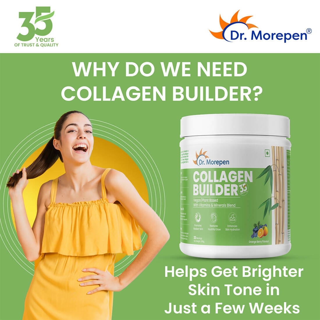 Dr. Morepen Biotin+ Advanced Tablets and Natural Collagen Builder, Orange Berry Flavour Combo