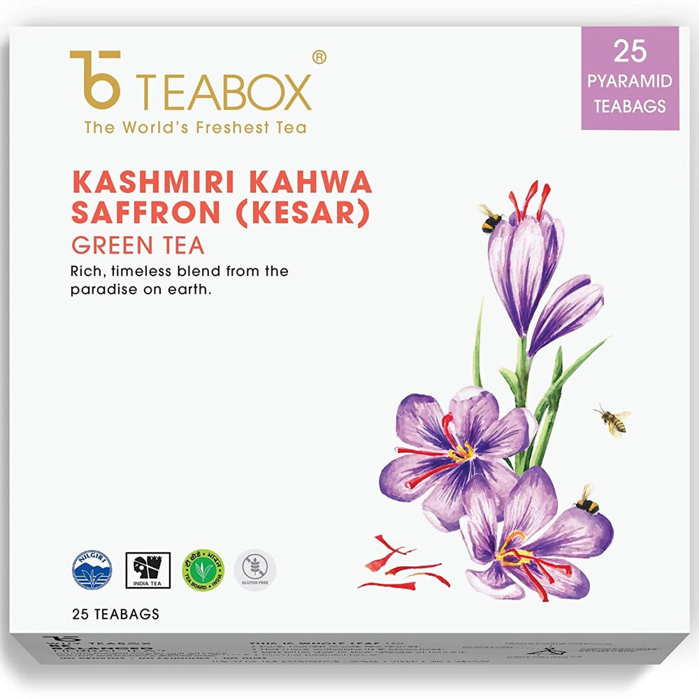 Teabox Kashmiri Kahwa Saffron (Kesar) Green Tea Bags