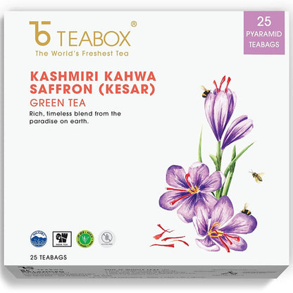 Teabox Kashmiri Kahwa Saffron (Kesar) Green Tea Bags