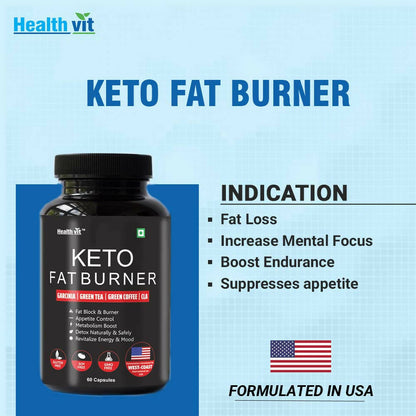 Healthvit Keto Fat Burner With Garcinia, Green Tea, Green Coffee Capsules