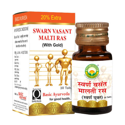 Basic Ayurveda Swarn Vasant Malti Ras (With Gold) Tablets
