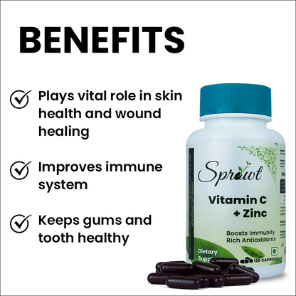 Sprowt Plant Based Vitamin C + Zinc Capsules