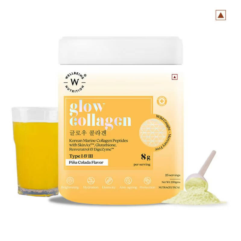 Wellbeing Nutrition Glow Korean Marine Collagen Peptides - Pina Colada Flavor