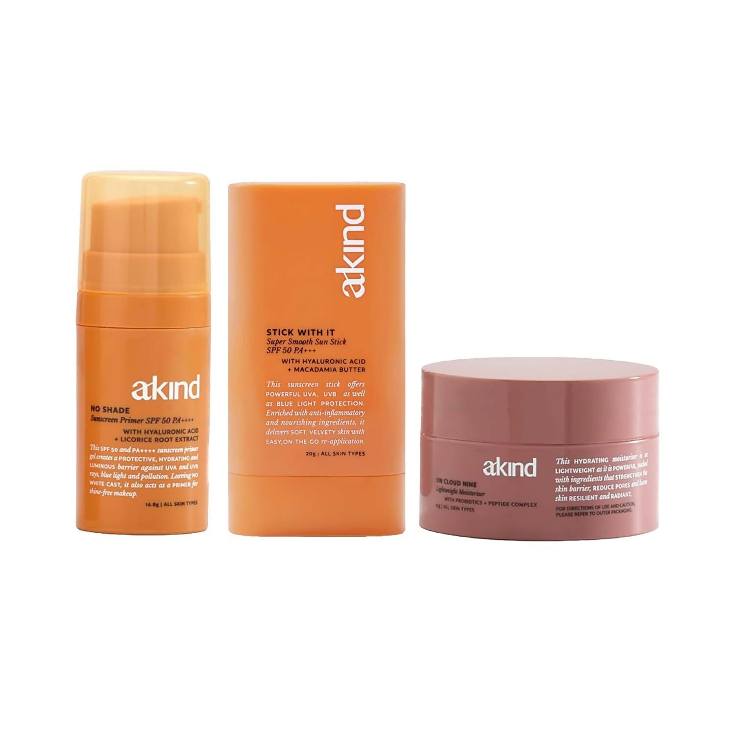 Akind Sunny Side Up Moisturiser & Sunscreen & Sun stick Combo