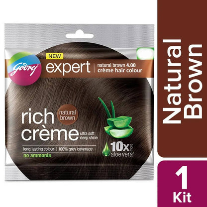 Godrej Expert Rich Creme Hair Colour - Natural Brown 4.00 (Pack of 4)