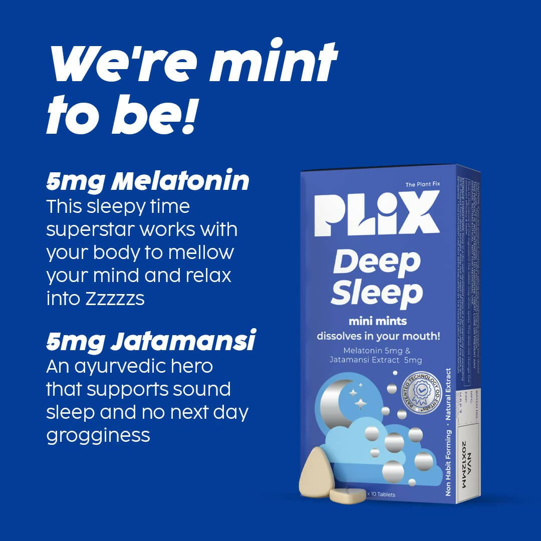 PLIX The Plant Fix Melatonin Deep Sleep Oral Dissolving Mini Mints Effervescent Tablets