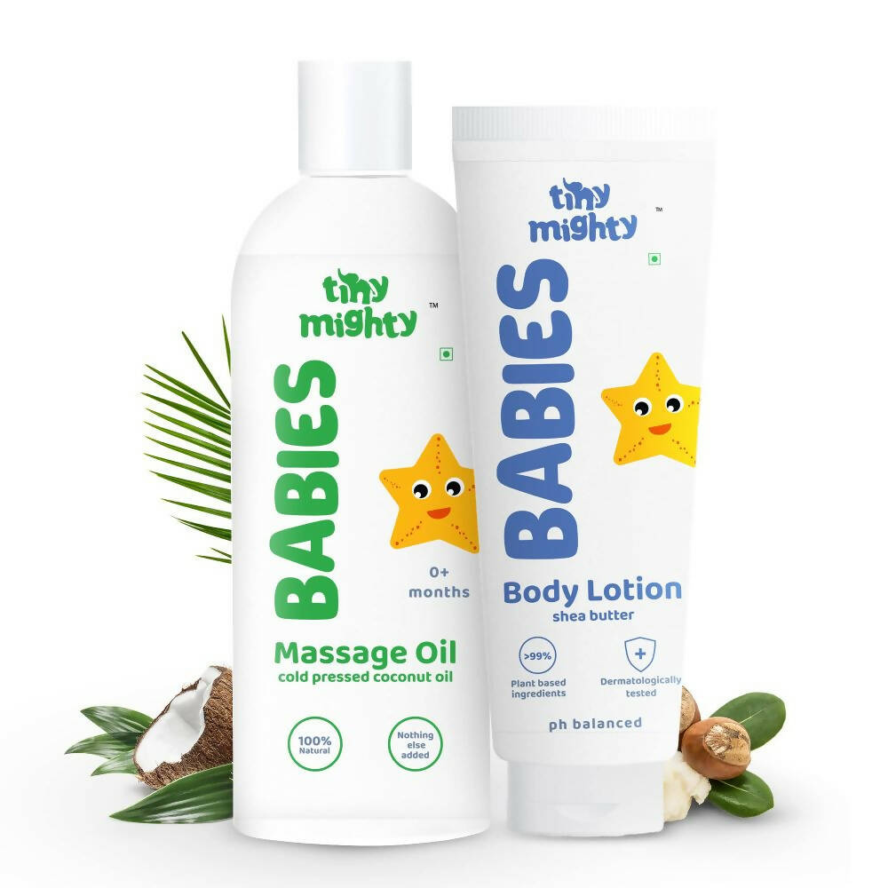 Tiny Mighty Baby Body Lotion And Massage Oil Combo -  USA, Australia, Canada 