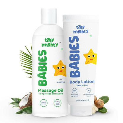 Tiny Mighty Baby Body Lotion And Massage Oil Combo -  USA, Australia, Canada 