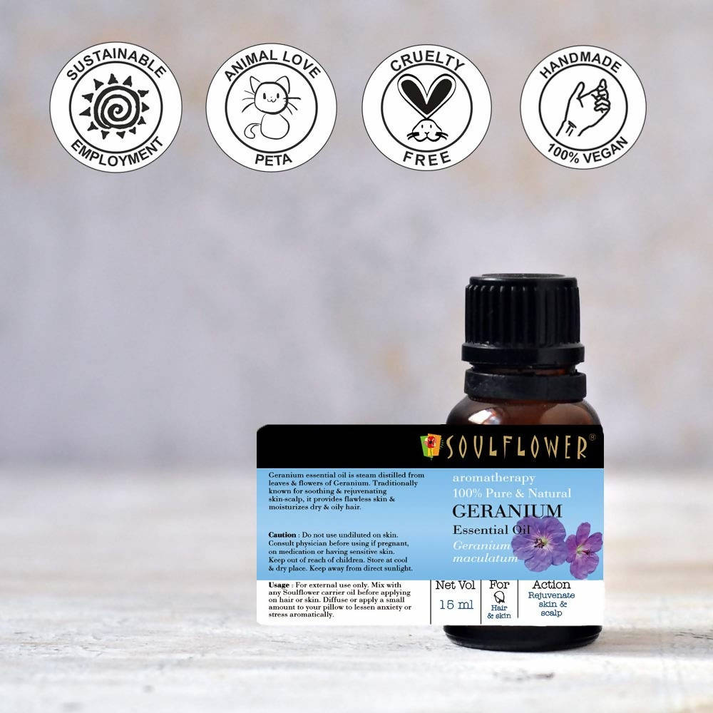 Soulflower Aromatherapy Pure & Natural Geranium Essential Oil