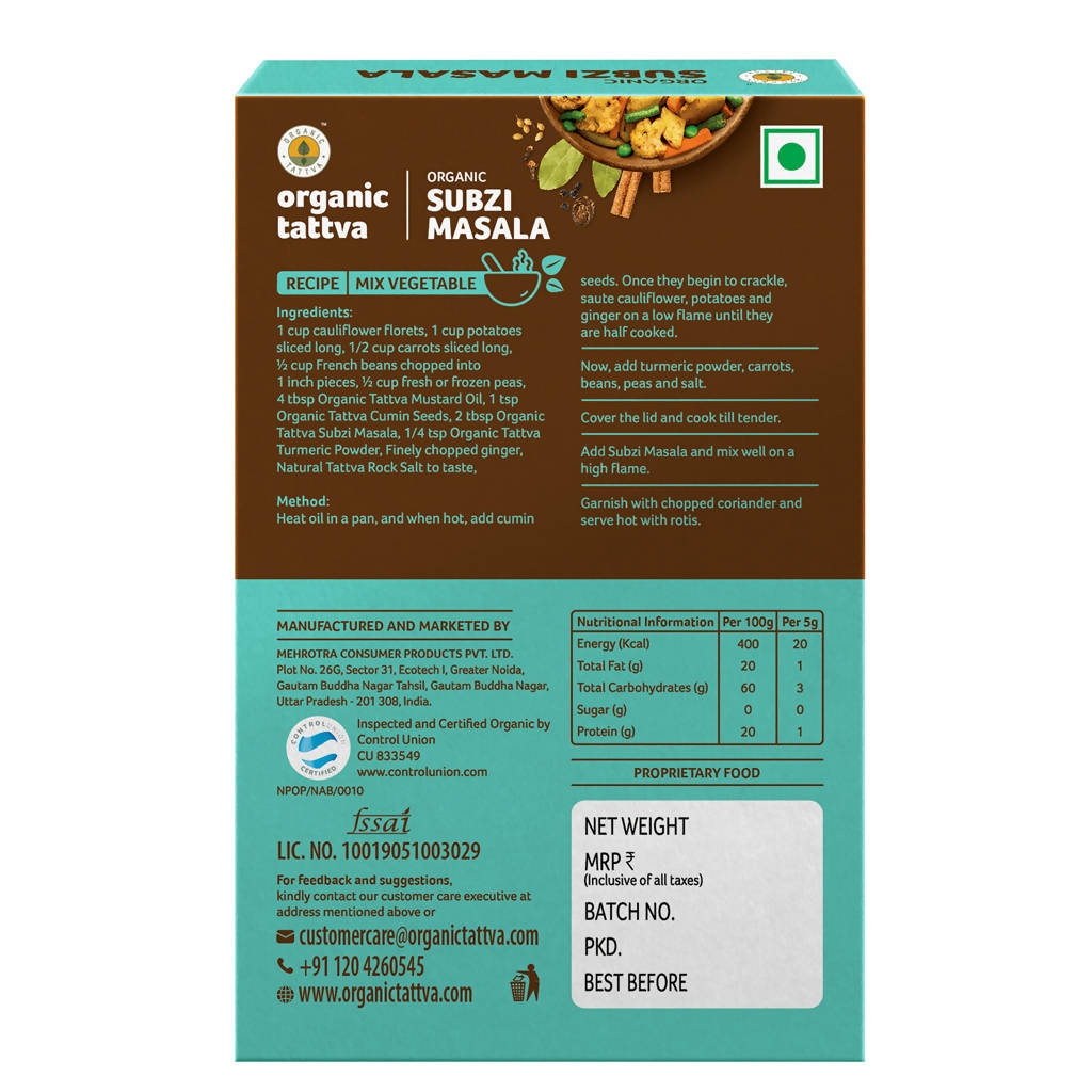 Organic Tattva Subzi Masala Powder