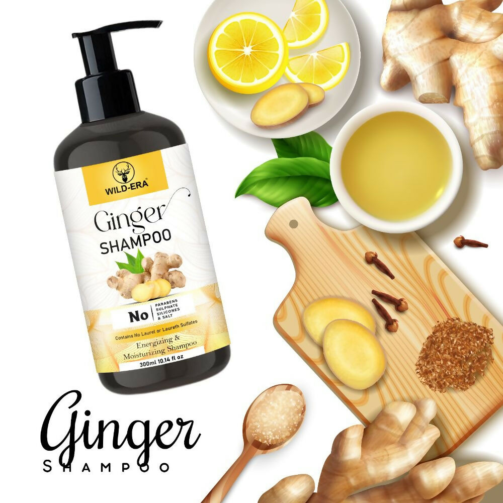 Wildera Ginger Shampoo For Hair Fall Control - Energizing Formula