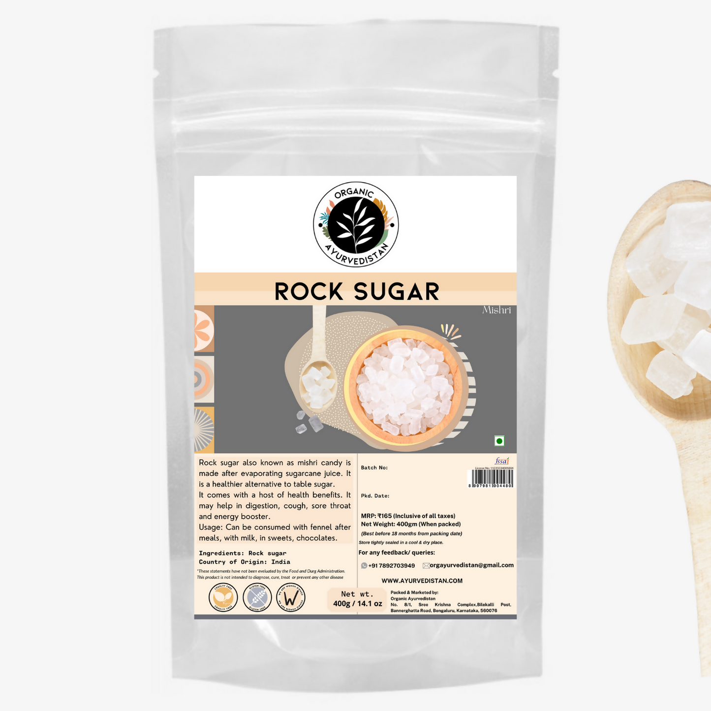 Organic Ayurvedistan Rock Sugar (Mishri) -  buy in usa 