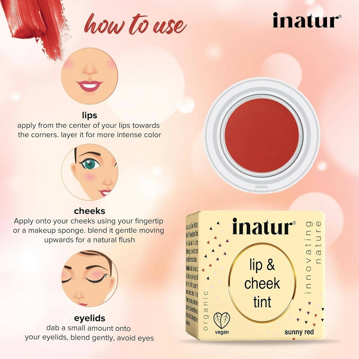 Inatur Lip and Cheek Tint Sunny Red