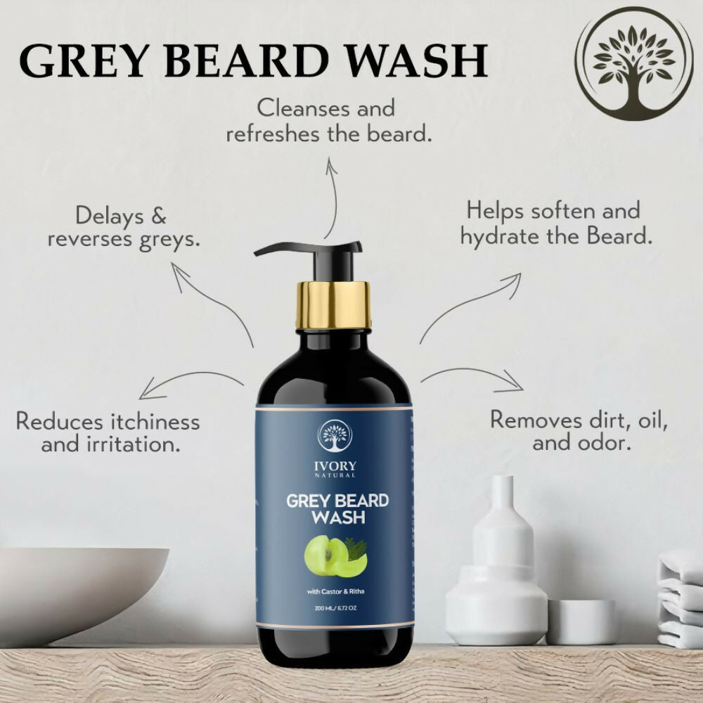 Ivory Natural Grey Beard Wash For Beard Graying And Restoring Beard'S Natural Black Shade