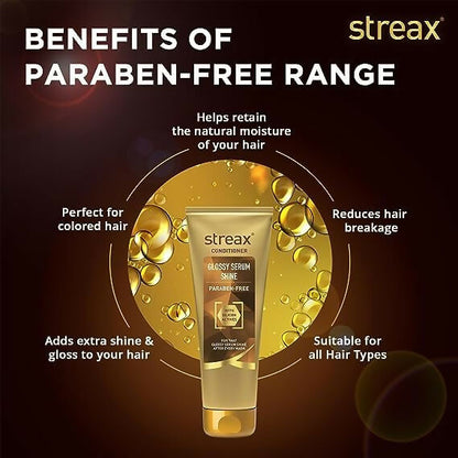 Streax Glossy Serum Shine Hair Conditioner For Dull & Dry Hair, With Silicon Actives for Shiny Hair & Frizz Control