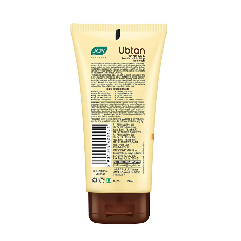 Joy Ubtan Tan Removal and Blemish Minimizing Face Wash