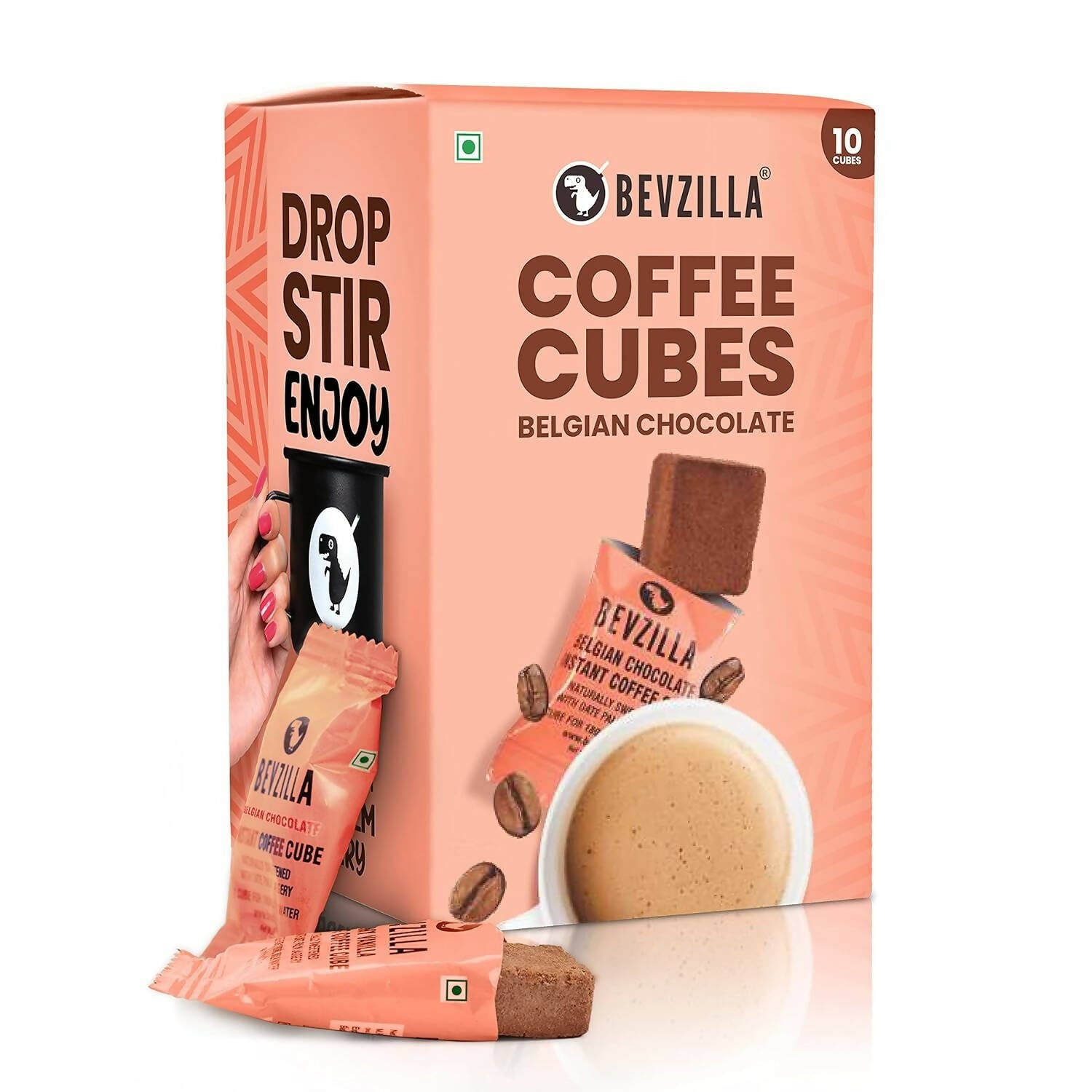 Bevzilla Instant Coffee Cubes Pack with Organic Date Palm Jaggery - Belgian Chocolate - BUDNE