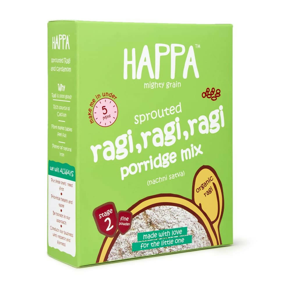 Happa Organic Ragi Porridge Mix- Ragi+Cardamom and Ragi+Banana+Mango Combo