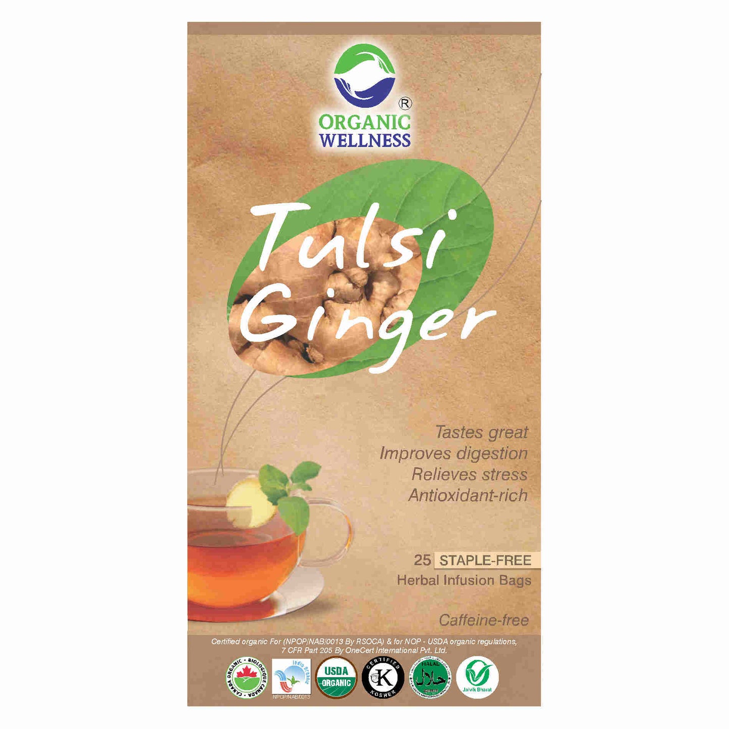 Organic Wellness Tulsi Ginger Teabags