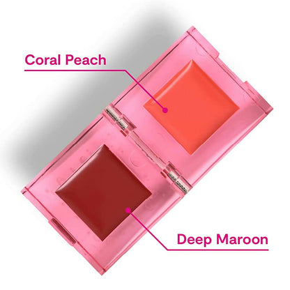 Gush Beauty Play Tint & Lip Stains - 2 in 1 Lip and Cheek Tint - Coarl Peach & Deep Maroon