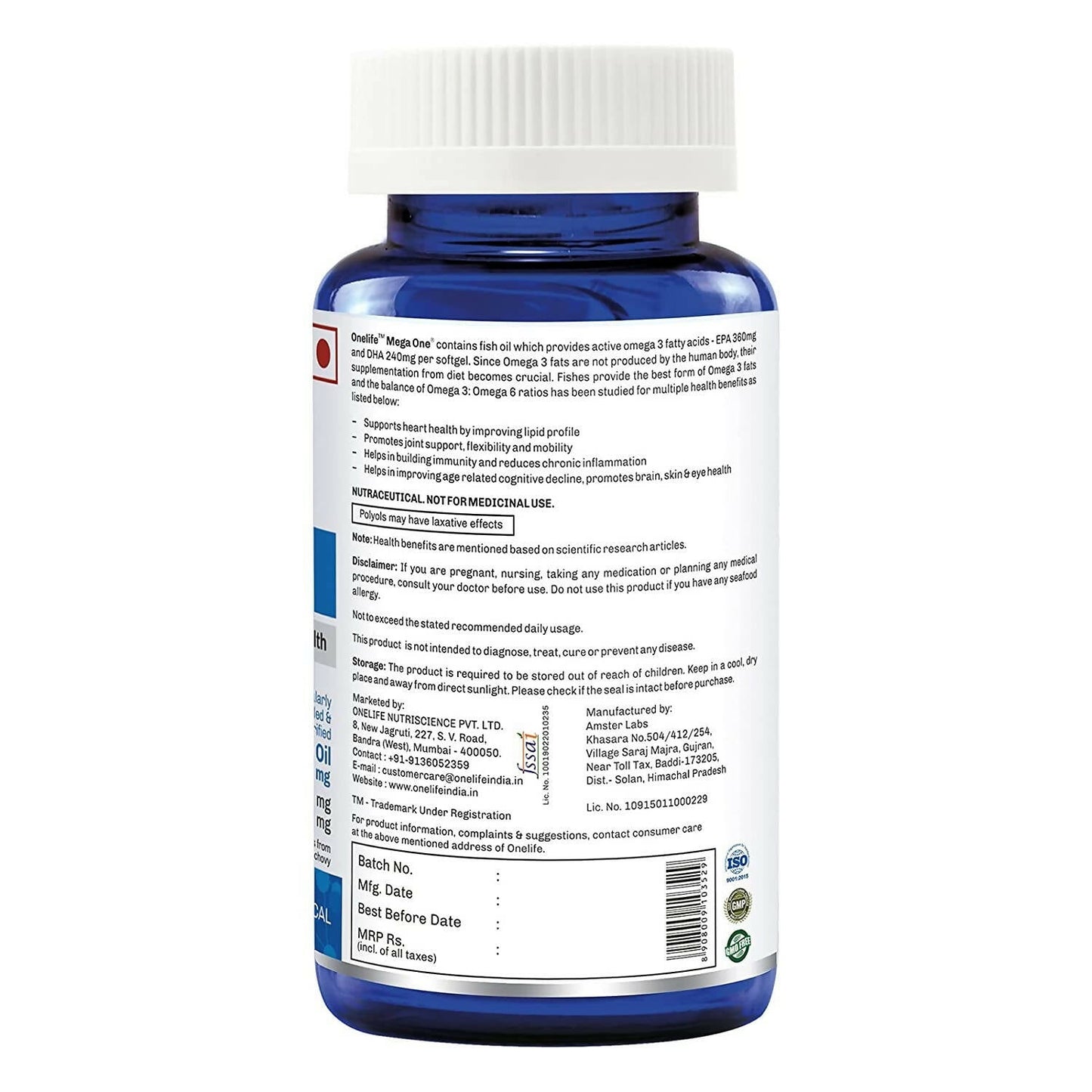 Onelife Mega One Fish Oil Omega 3 Fish Oil Softgels