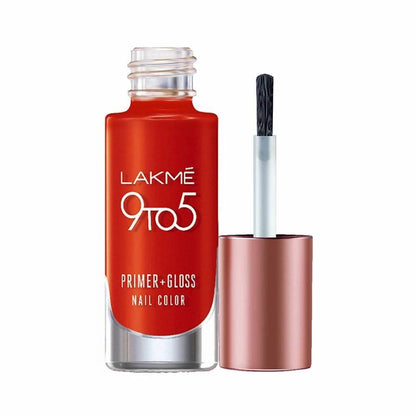 Lakme 9 To 5 Primer + Gloss Nail Colour - Cherry Red