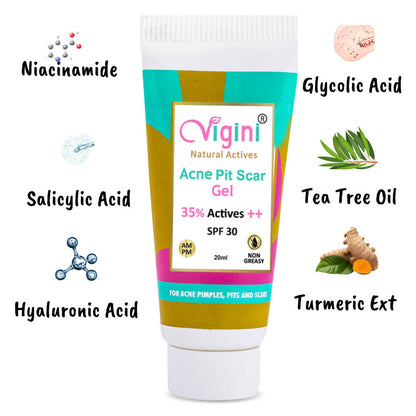 Vigini 35% Actives Acne Pit Scars Spot Stop Face Day Night Gel for Men Women