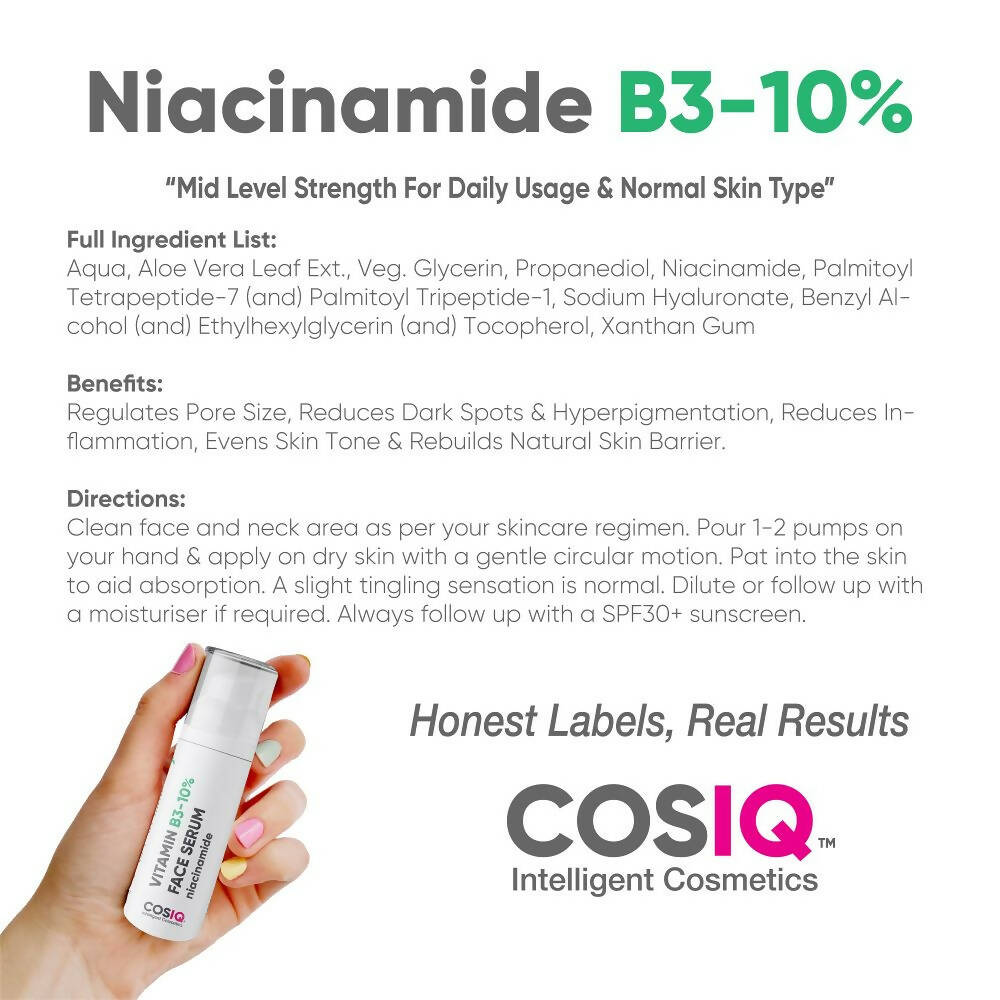 Cos-IQ Niacinamide Vitamin B3-10% Face Serum for Ultra Sensitive Skin