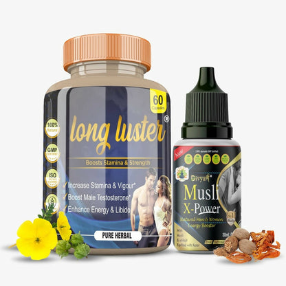 Divya Shree Long Luster Capsule & Musli X-Power Oil Combo -  usa australia canada 