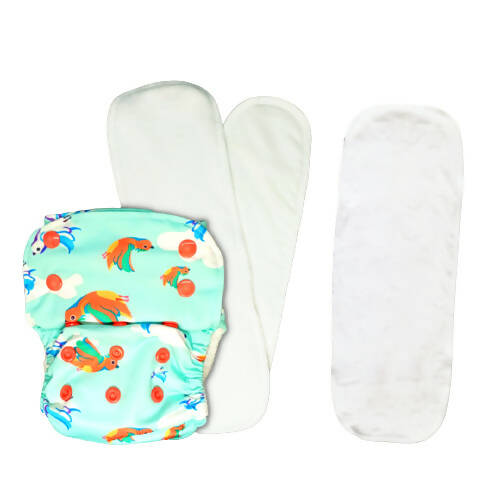 Kindermum Nano Pro Aio Cloth Diaper (With 2 Organic Inserts And Power Booster)-Birdie For Kids -  USA, Australia, Canada 