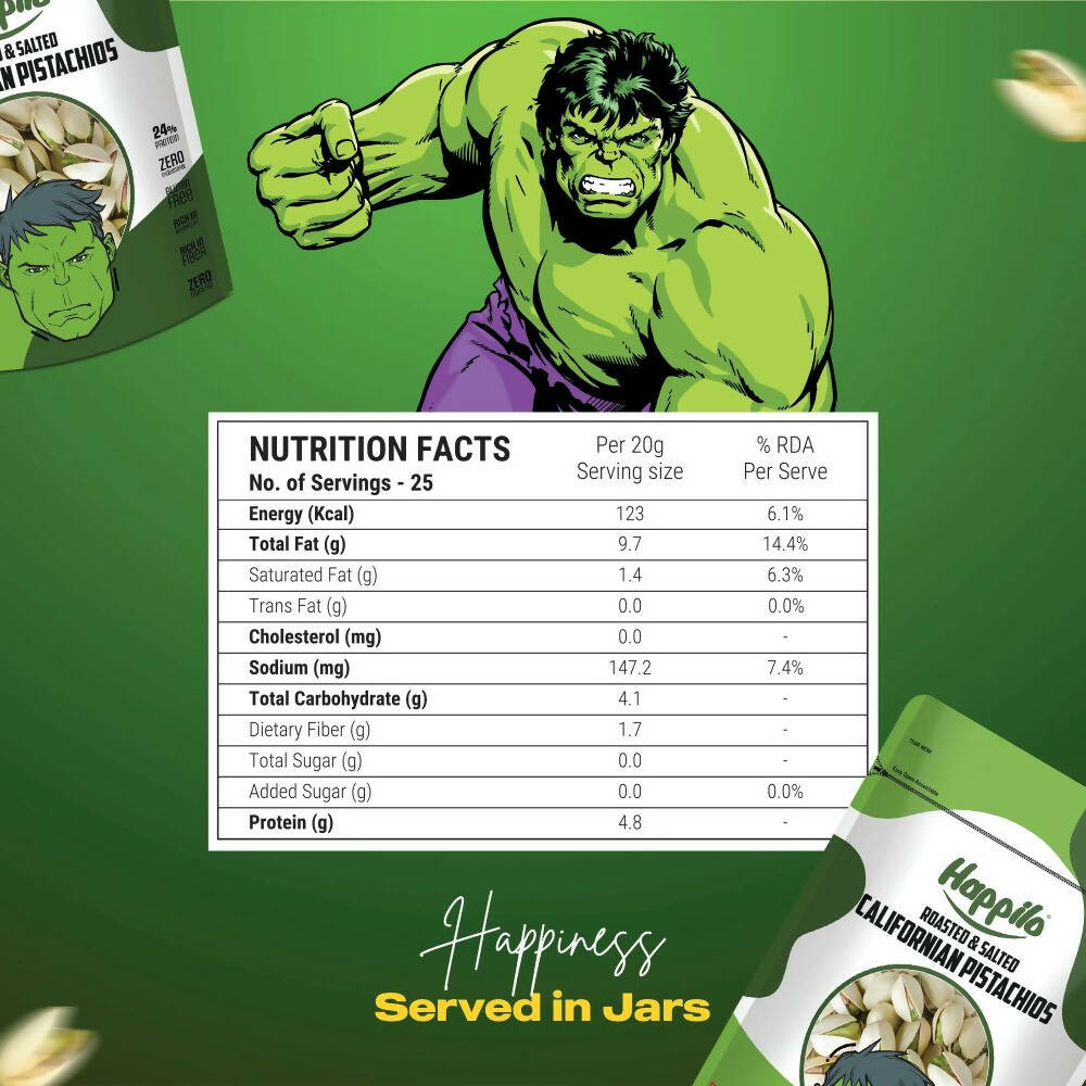Happilo Roasted & Salted Californian Pistachios-Marvel Hulk Edition