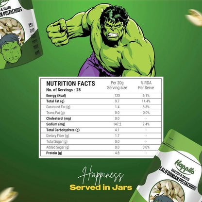 Happilo Roasted & Salted Californian Pistachios-Marvel Hulk Edition