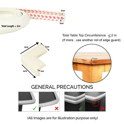 Safe-O-Kid Unique High Density L-Shaped 2 Mtr Long 4 Large Edge Guard With 16 Corner Cushions