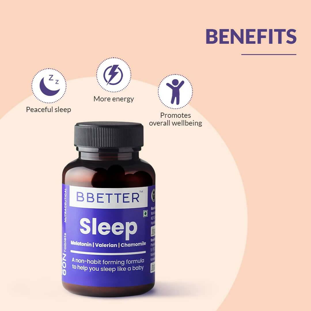 BBETTER Sleep Tablets Melatonin, Valerian, Chamomile